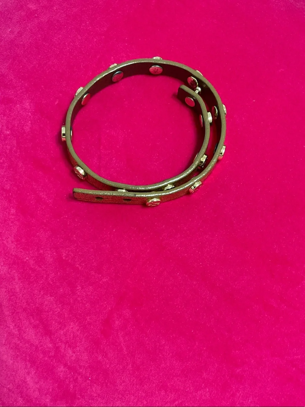 Tory Burch Gold Embossed Slim Logo Belt